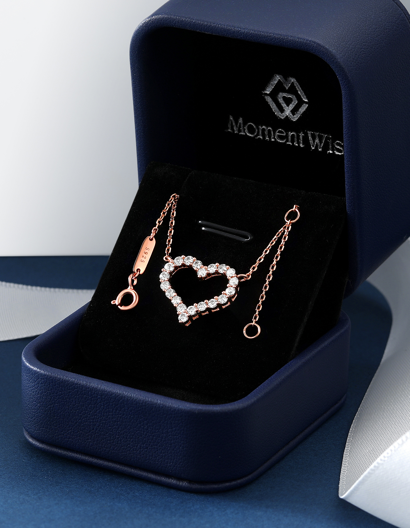 MomentWish Heart Necklace, 0.3Carat Moissanite Love Necklace for Women, D Color VVS1 Moissanite 925 Sterling Silver Necklace Wedding Birthday Gifts for Her