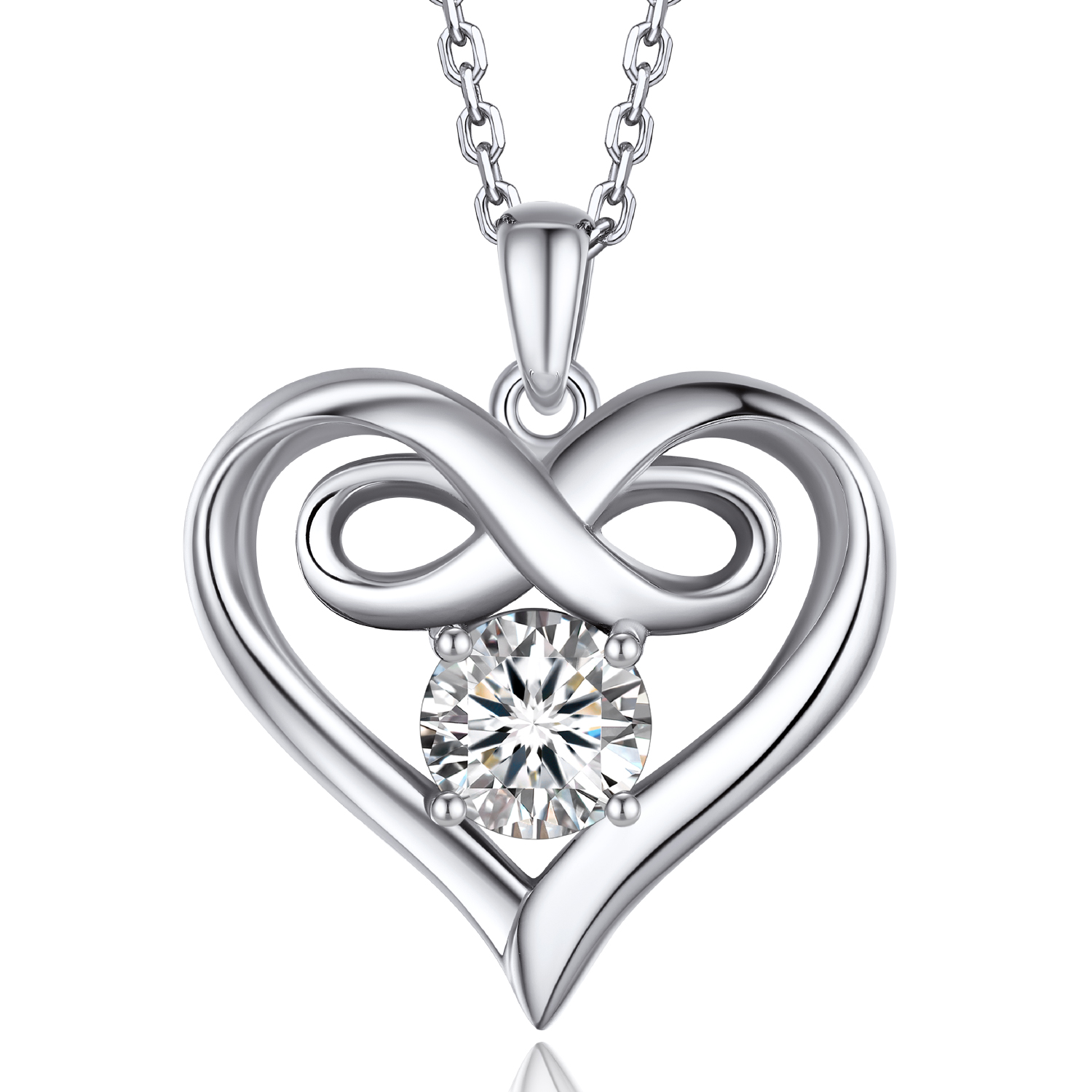 MomentWish Infinity Heart Pendant Necklace for Women,1 Carat D Color V