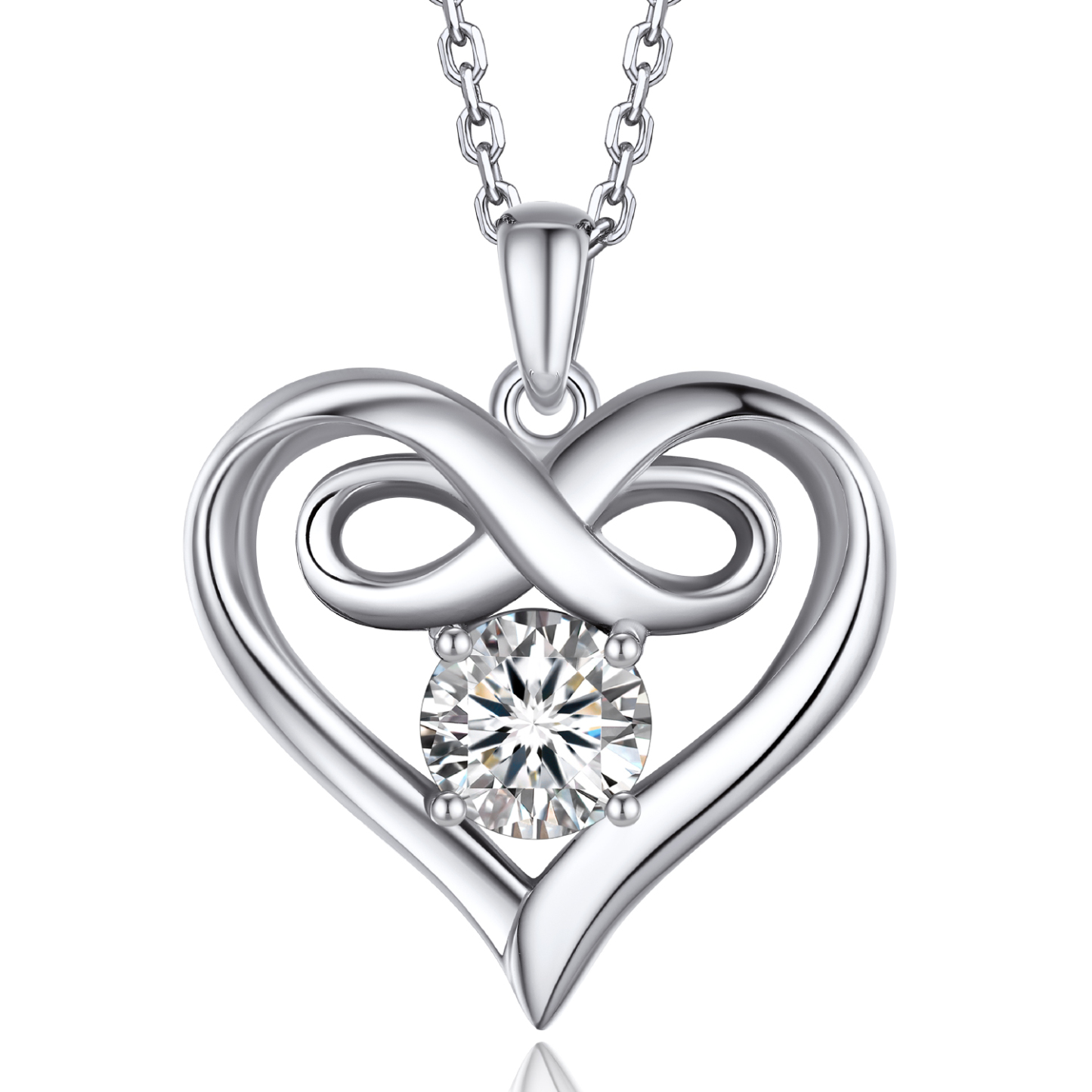 MomentWish Infinity Heart Pendant Necklace for Women,1 Carat D Color V