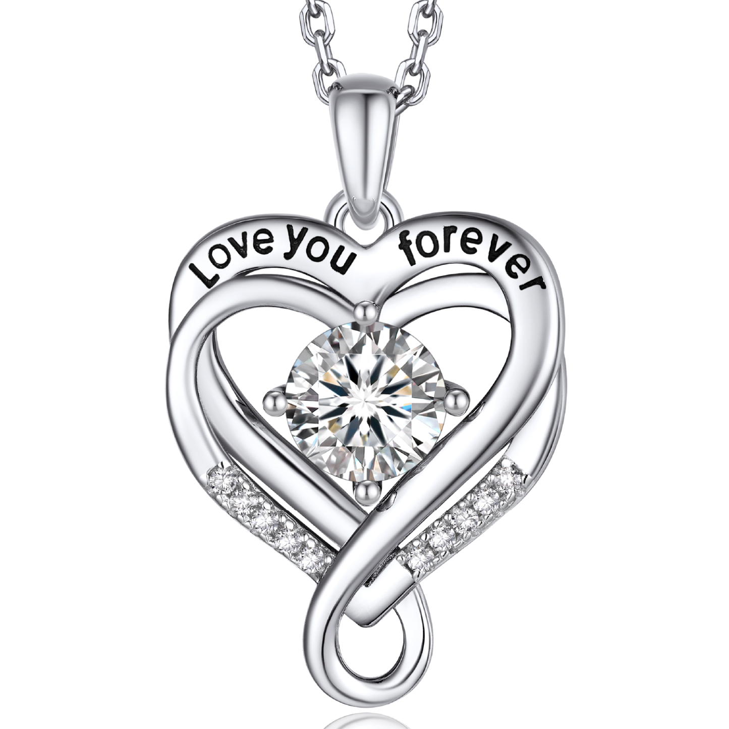 MomentWish Infinity Heart Pendant Necklace for Women,1 Carat D Color VVS1 Simulated Diamond Necklace Jewelry Gifts for Her