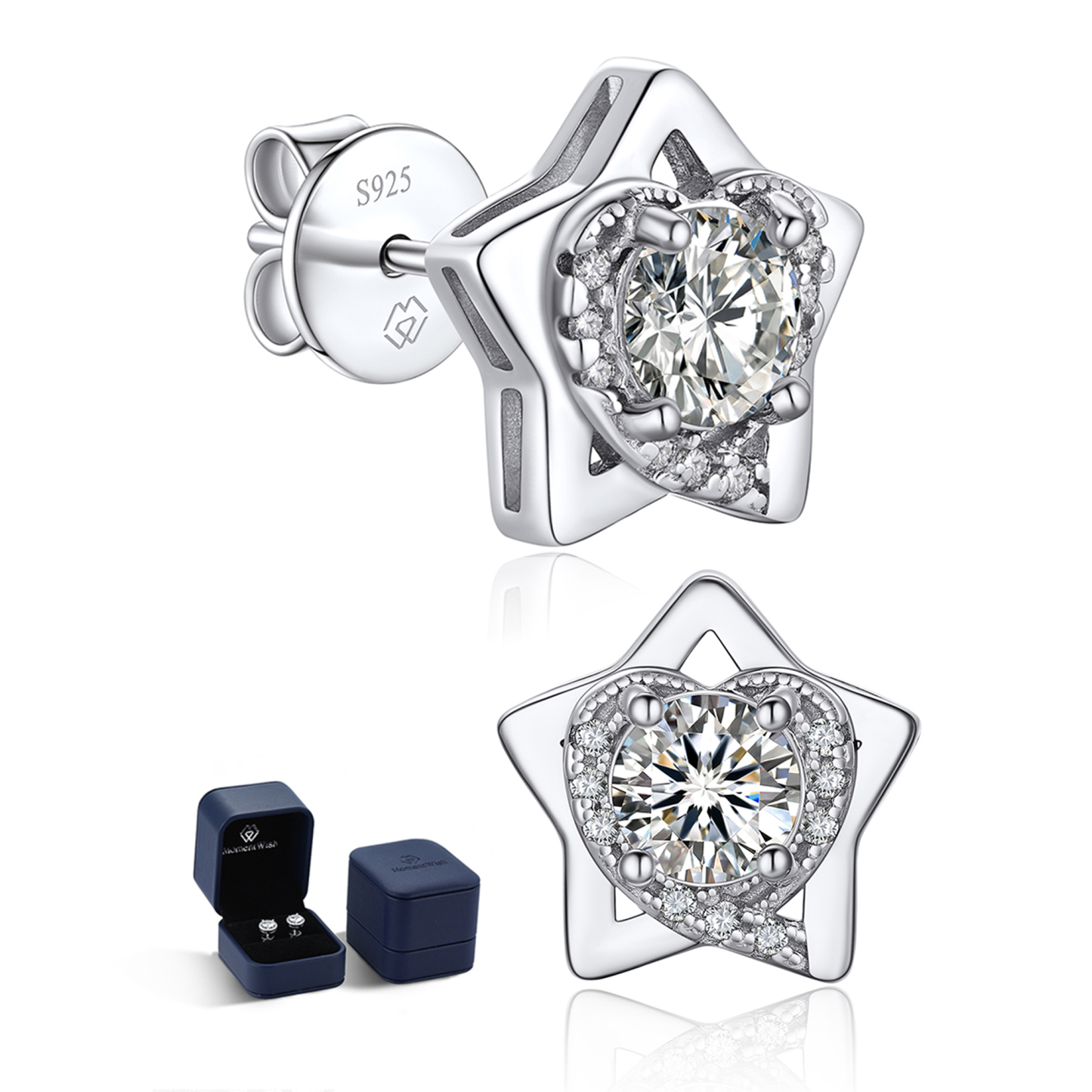 MomentWish 925 Sterling Silver Earrings For Women 1Carat Moissanite D 