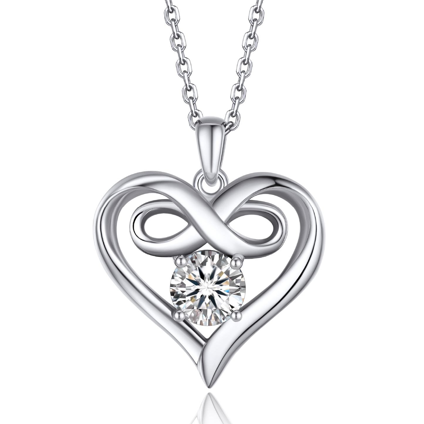 MomentWish Infinity Heart Pendant Necklace for Women 1 Carat Simulated Diamond Necklace Valentines Day Anniversary Jewelry Gifts for Her