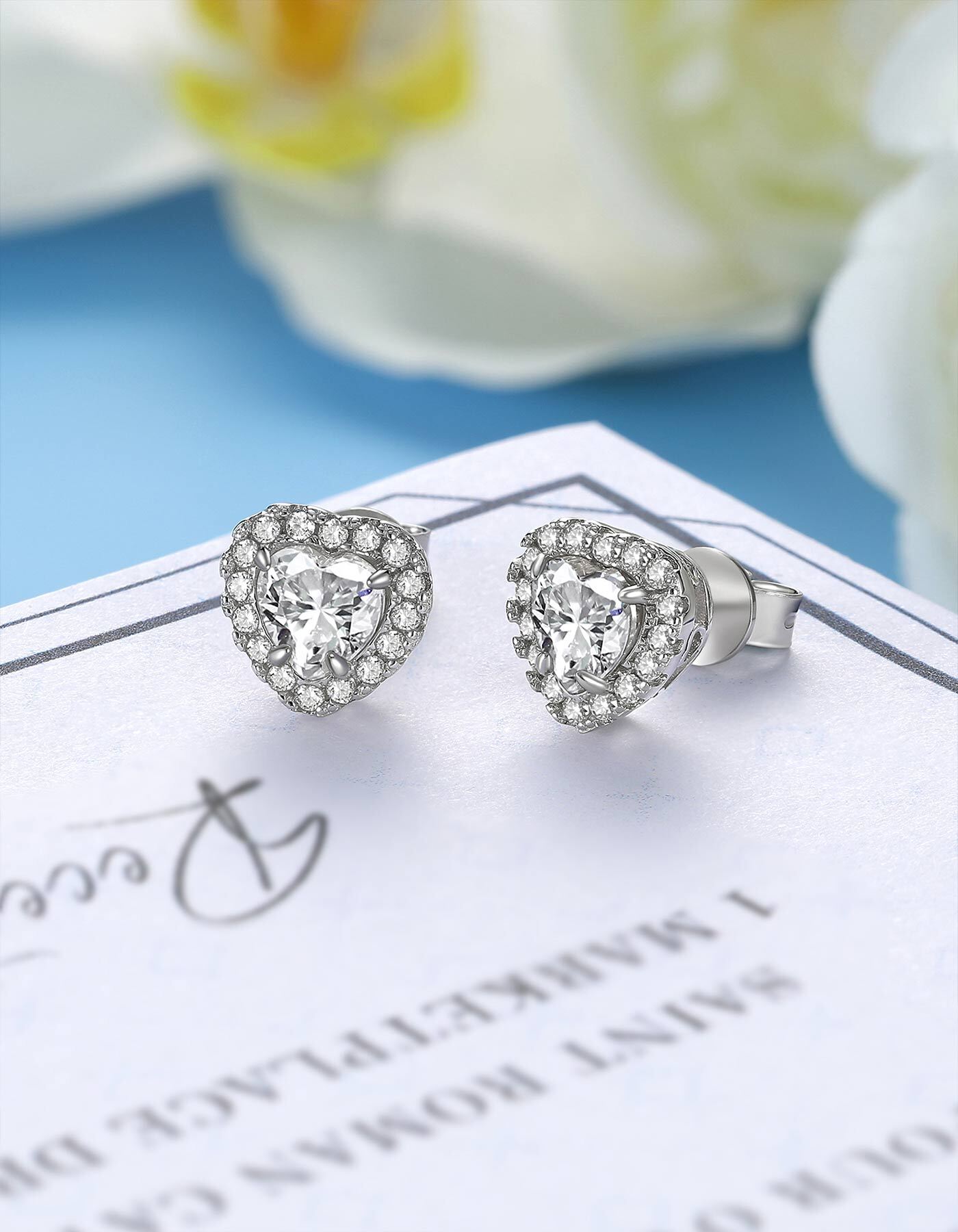 MomentWish Women's Moissanite Earring, D Color VVS1 Simulated Diamond 925 Sterling Silver Stud Earrings Gifts for Her