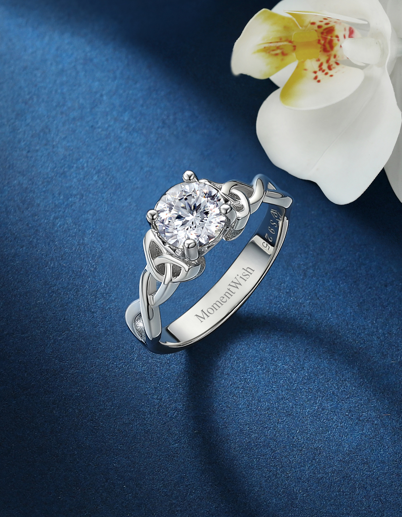 MomentWish Moissanite Wedding Rings for Women, D Color VVS1 Simulated Diamond 925 Sterling Silver Solitaire Rings