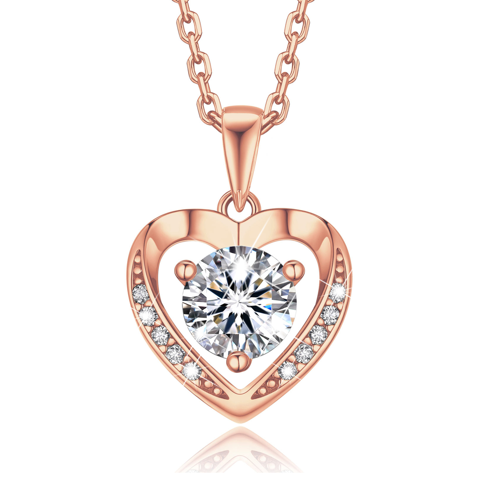 Momentwish 1 Carat Moissanite Heart Necklace for Women Simulated Diamond Sterling Silver Necklace Gifts for Her