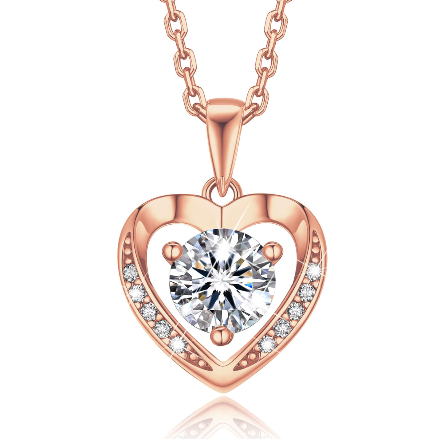 Momentwish 1 Carat Moissanite Heart Necklace for Women Simulated Diamond Sterling Silver Necklace Gifts for Her