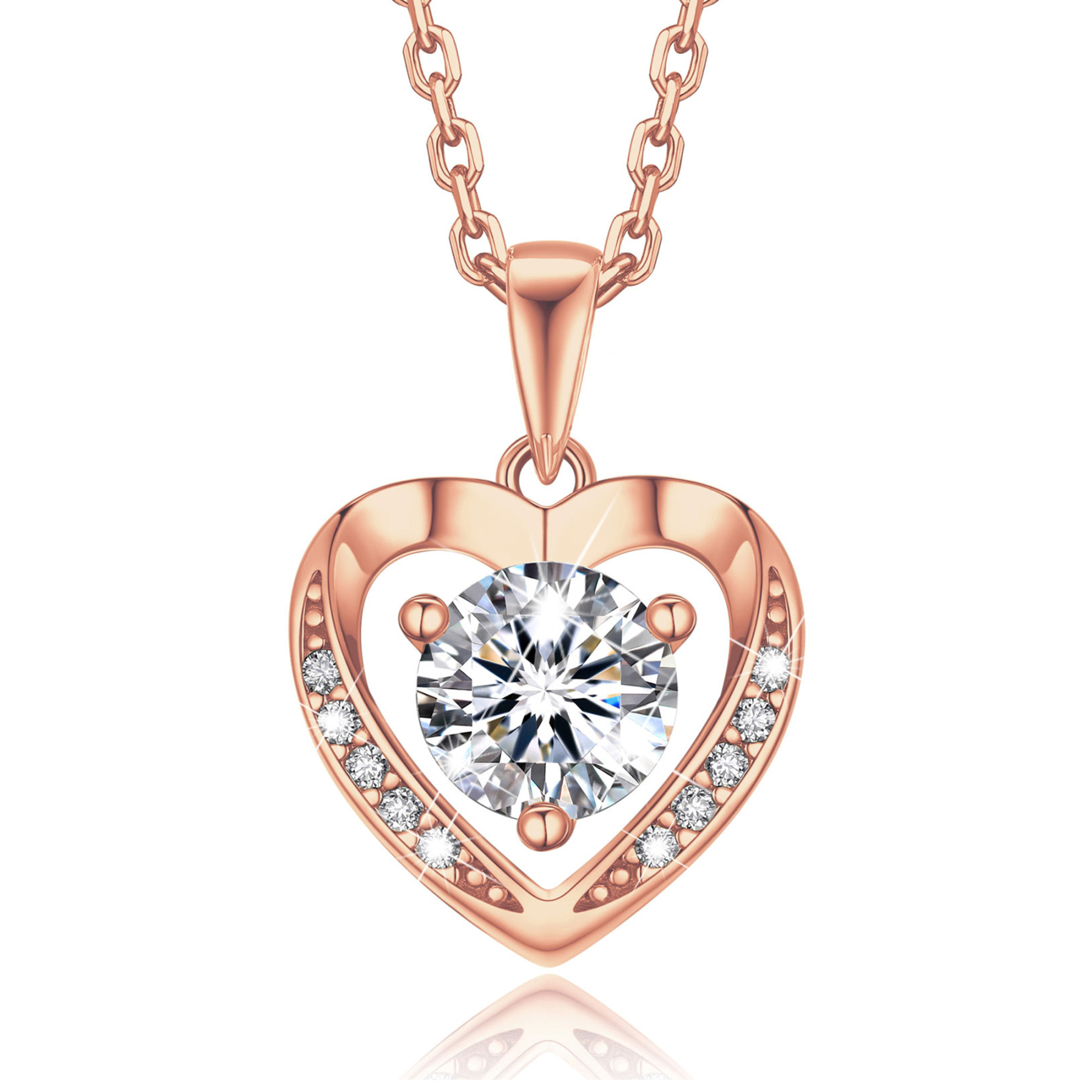 Momentwish 1 Carat Moissanite Heart Necklace for Women Simulated Diamond Sterling Silver Necklace Gifts for Her