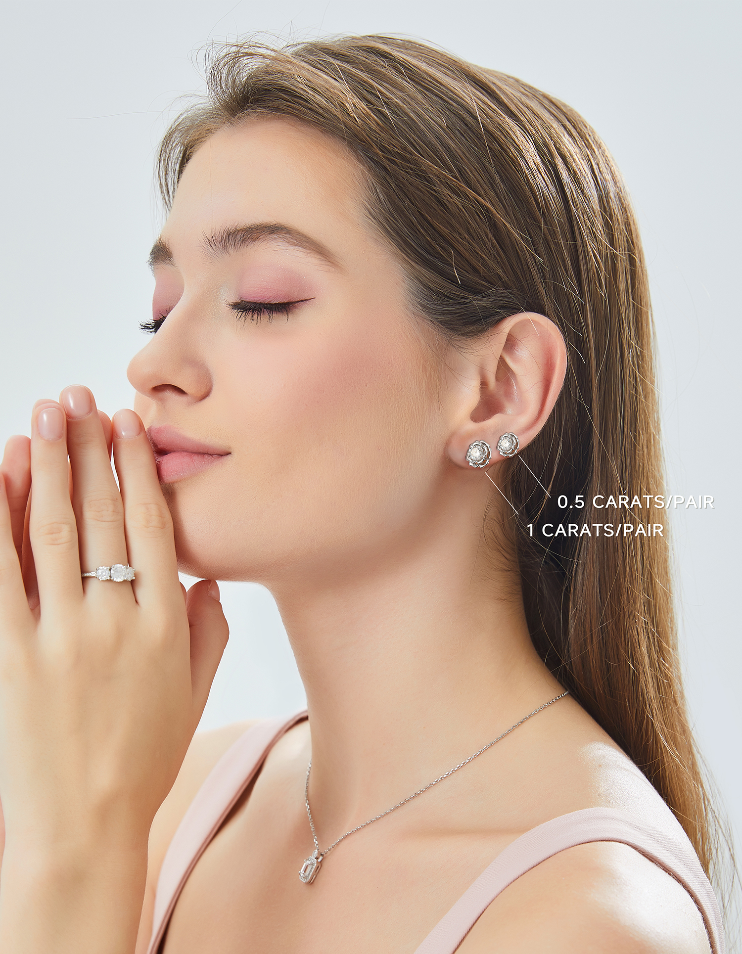 MomentWish Moissanite Earrings 925 Sterling Silver Solitaire Diamond Stud Earrings for Women