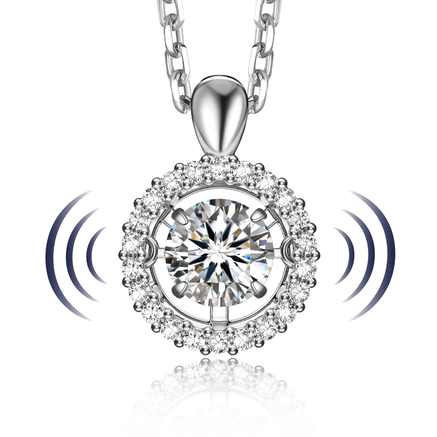 MomentWish 1 Carat Moissanite Halo Dancing Pendant Necklace for Women Simulated Diamond Sterling Silver Sparkling Gift for Her