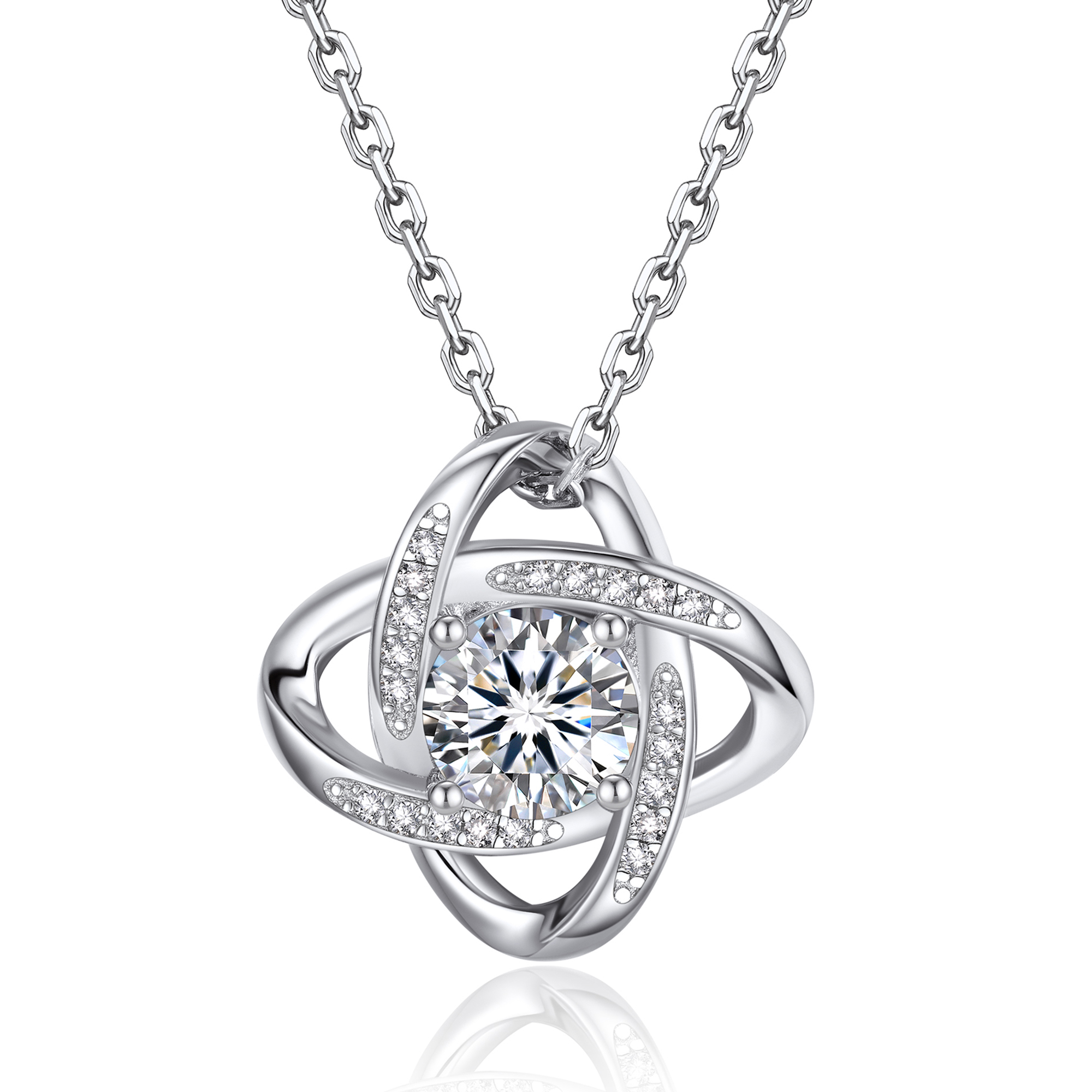 MomentWish Love Knot Necklace, Engagement Wedding Gifts for the Bride, 1Carat Moissanite Diamond Necklaces for Women