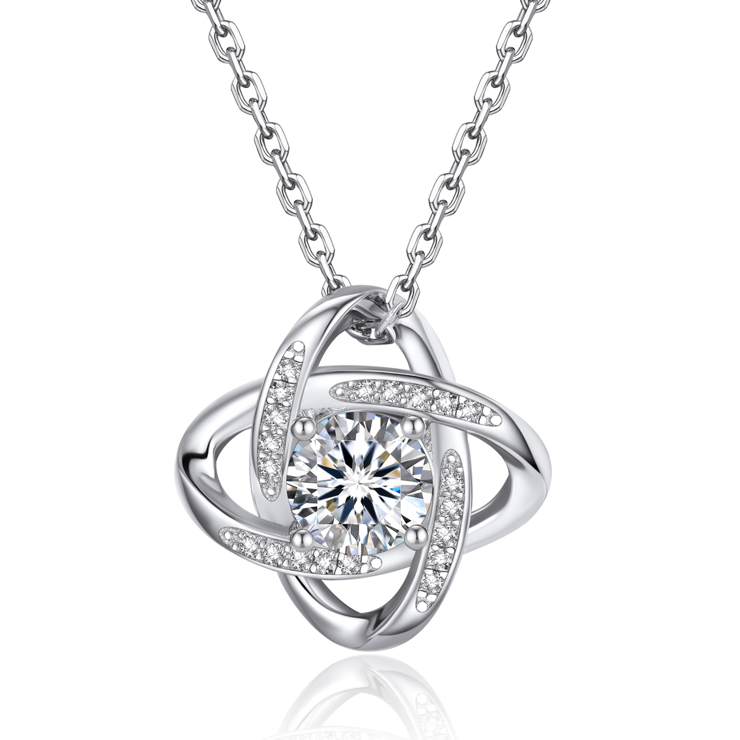 MomentWish Love Knot Necklace, Engagement Wedding Gifts for the Bride, 1Carat Moissanite Diamond Necklaces for Women