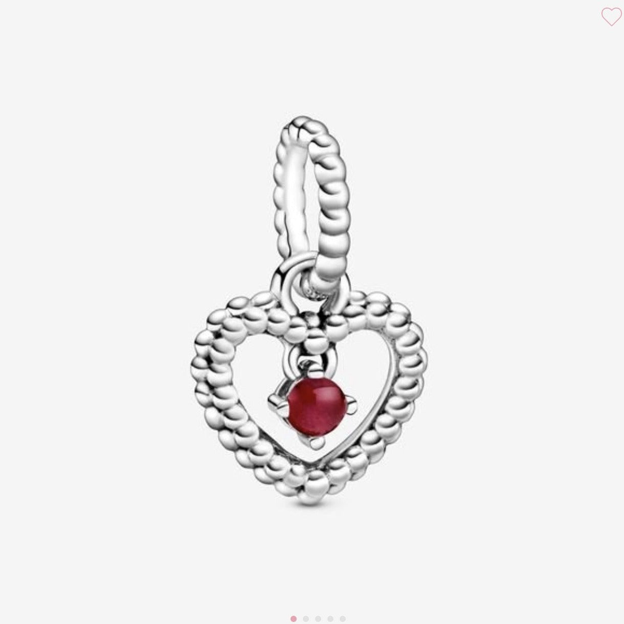 Dark Red Beaded Heart Dangle Charm (July)-JewelrYowns