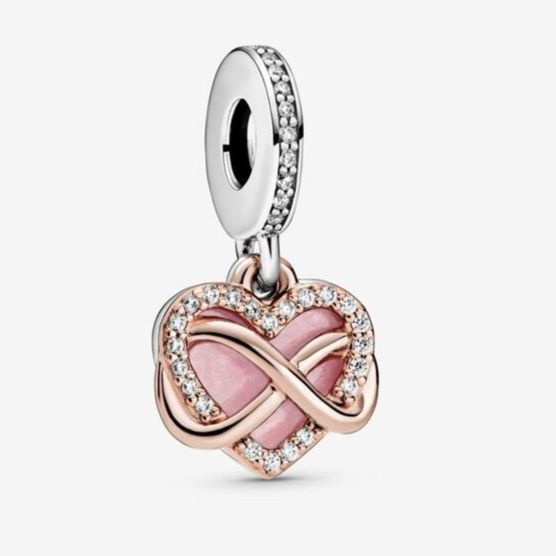 Sparkling Infinity Heart Dangle Charm-JewelrYowns