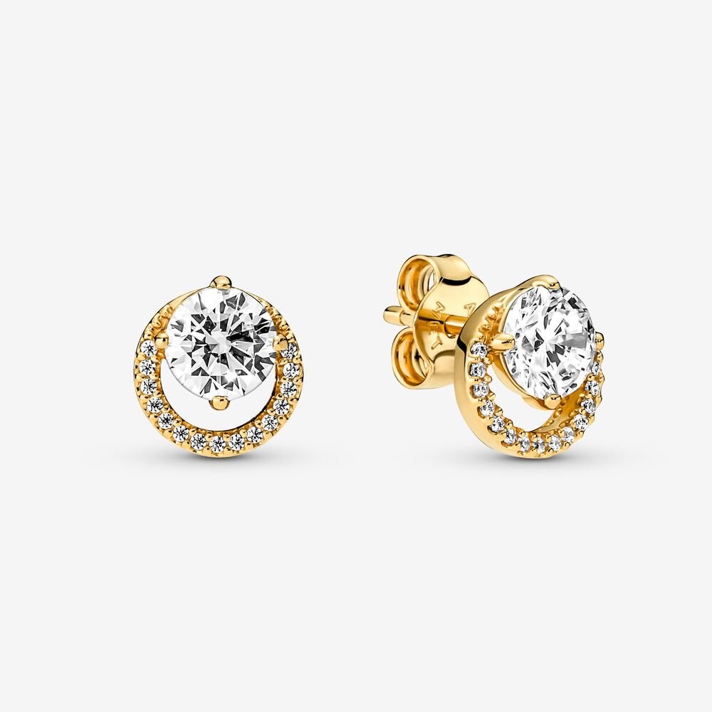 Sparkling Round Halo Stud Earrings-JewelrYowns