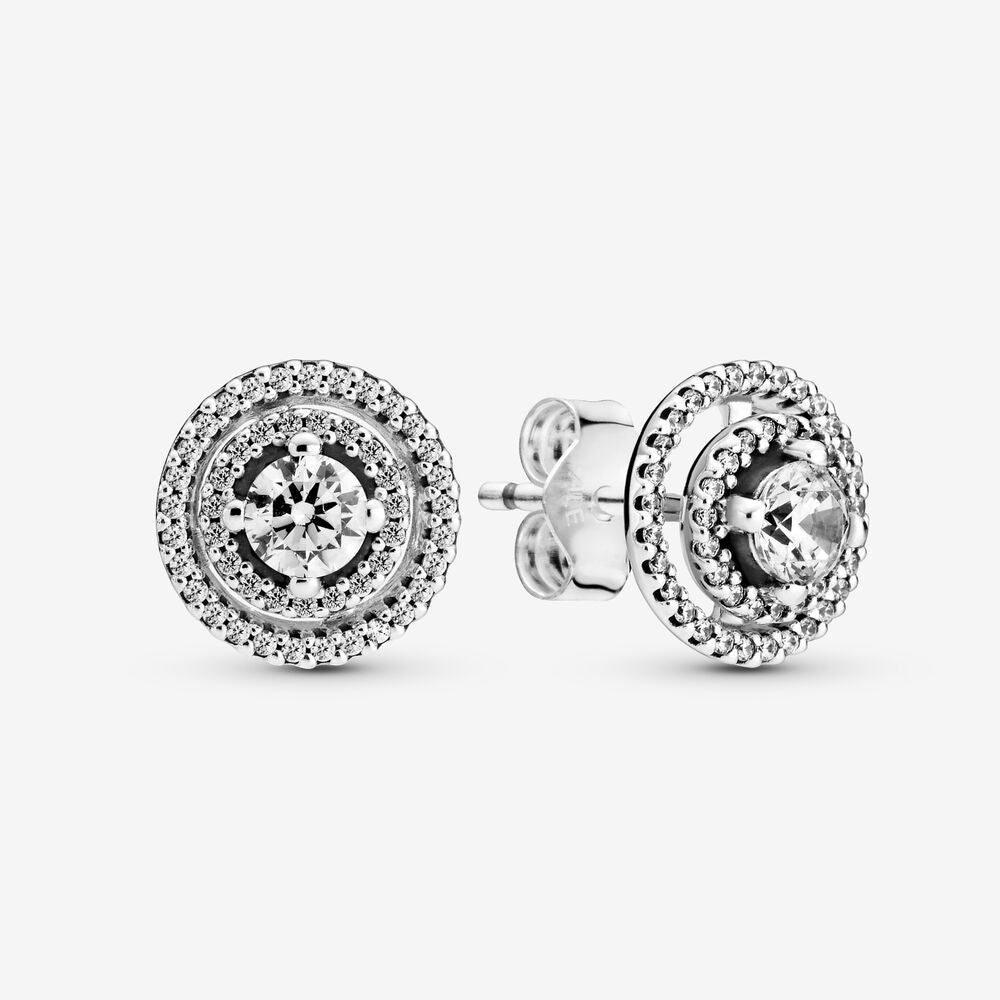 Sparkling Double Halo Stud Earrings-JewelrYowns