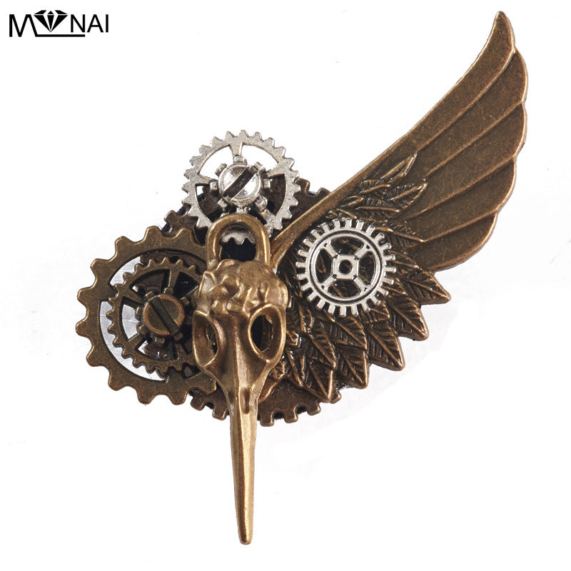 Steampunk wings bird bone gear brooch brother special needle accessories performance jewelry