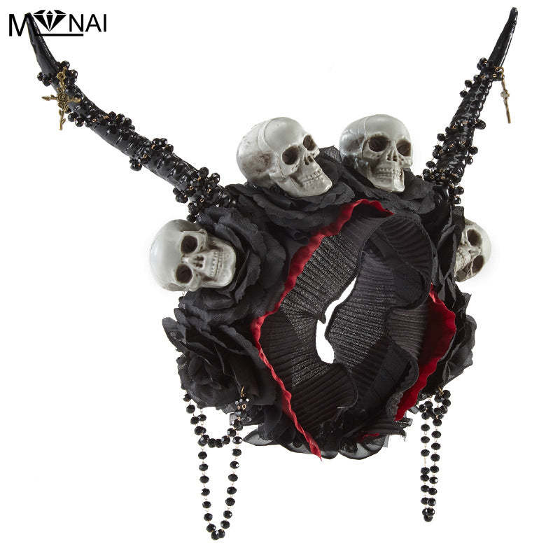 Gothic cos accessories dark witch horn headband retro skull punk Halloween headband performance headband