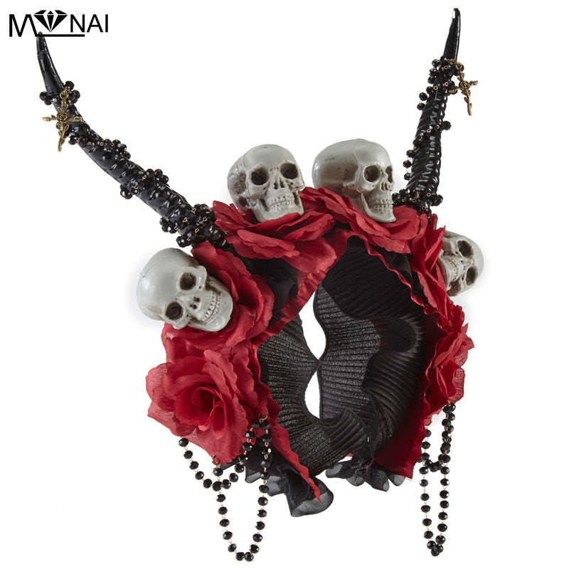Gothic cos accessories dark witch horn headband retro skull punk Halloween headband performance headband