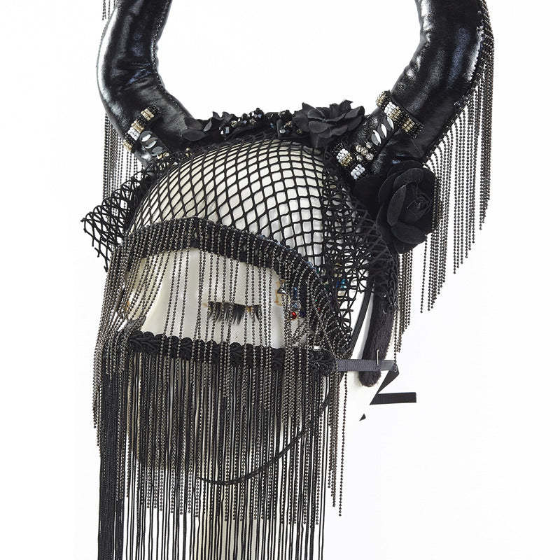 Gothic lolita devil horn headband Lolita hair accessories dark flower heavy industry Halloween Christmas headdress