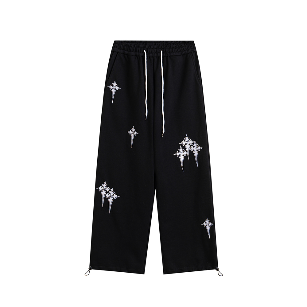 VIVADAS Street Style Cross Patch Drawstring Casual Pants 222102