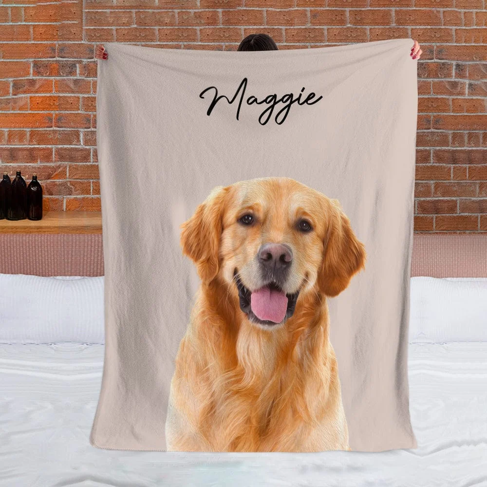Custom Your Dog Cat Photo Pet Blanket Oil Painting