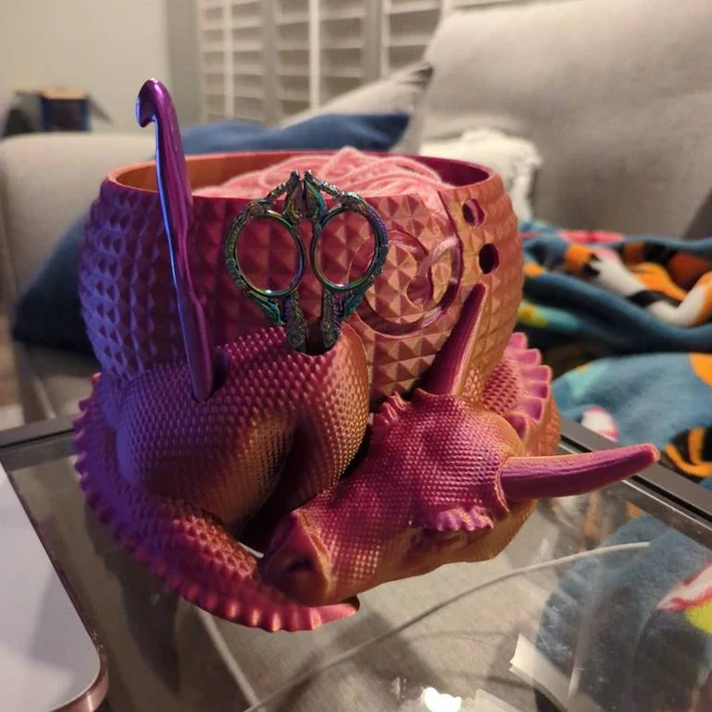 Large Fantasy Dragon and Egg Fantasy Bowl - Yarn Storage - High Quality Knitting or Crochet Bowl