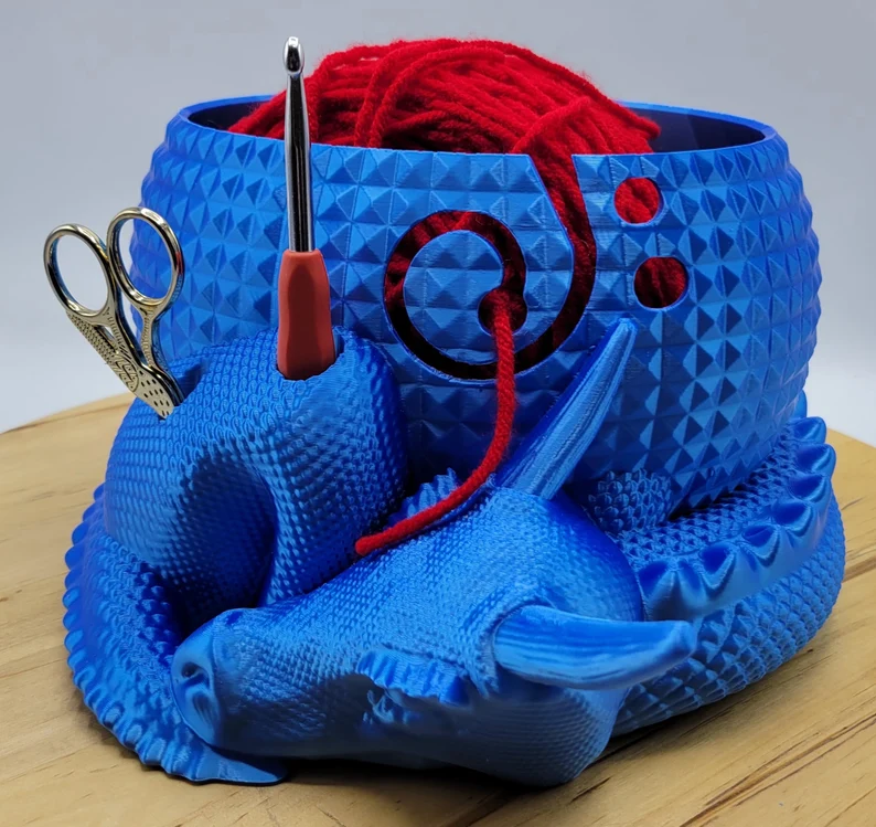 Large Fantasy Dragon and Egg Fantasy Bowl - Yarn Storage - High Quality Knitting or Crochet Bowl