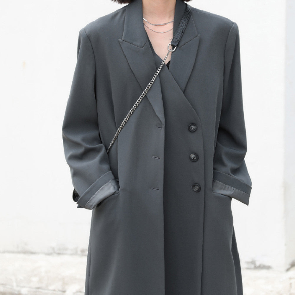 Heavy Industry Temperament Double Front Long Loose Suit Jacket