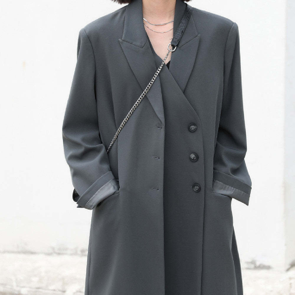 Heavy Industry Temperament Double Front Long Loose Suit Jacket
