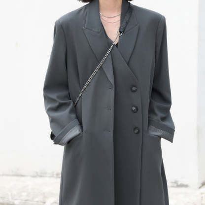 Heavy Industry Temperament Double Front Long Loose Suit Jacket