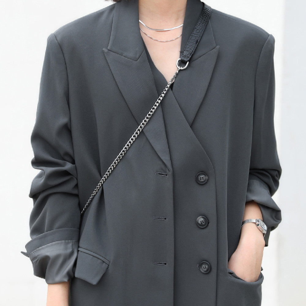Heavy Industry Temperament Double Front Long Loose Suit Jacket