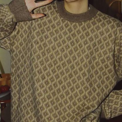 Vintage Pattern Round Neck Pullover Couple Pullover Sweater