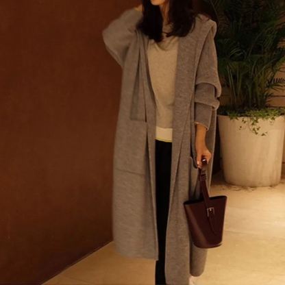 autumn winter women’s long sleeve hooded sweater long cardigan