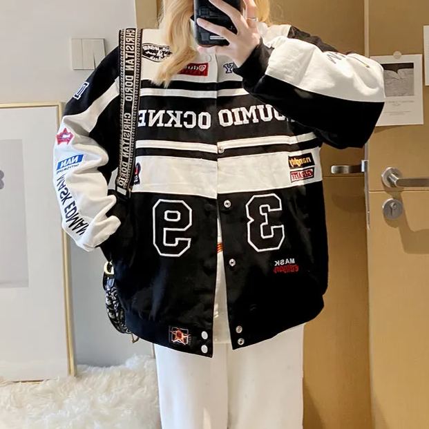 Women's Motorcycle Jacket Loose Baseball Uniform