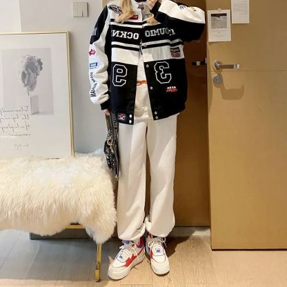 Women's Motorcycle Jacket Loose Baseball Uniform