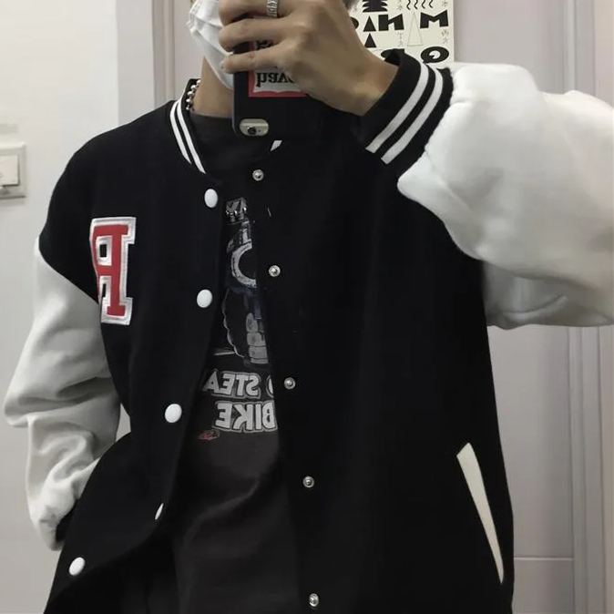 Women Loose Retro Baseball Uniform Jacket