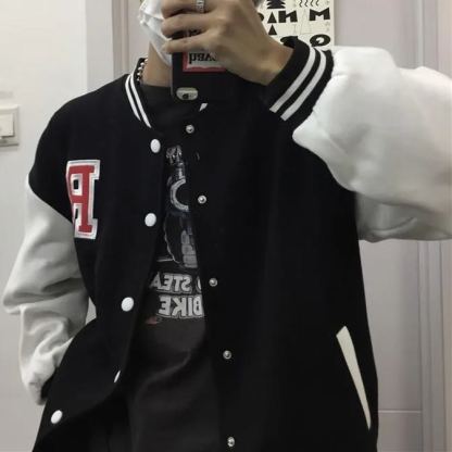 Women Loose Retro Baseball Uniform Jacket