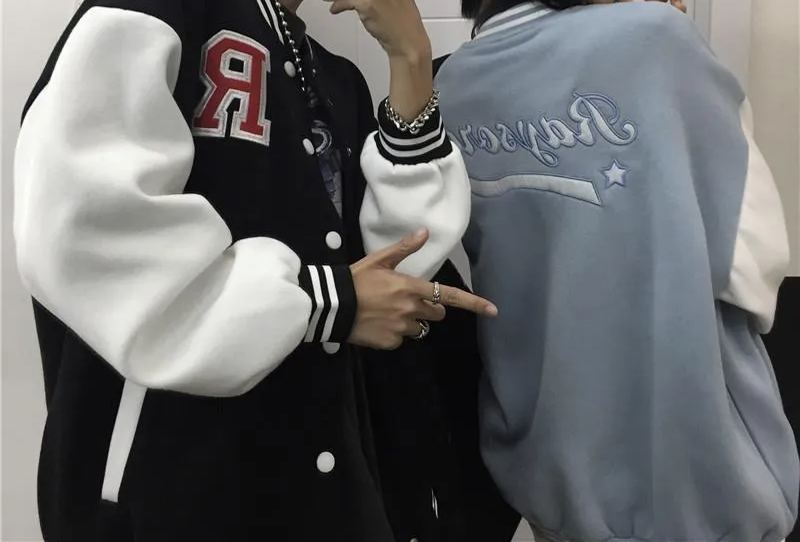 Women Loose Retro Baseball Uniform Jacket
