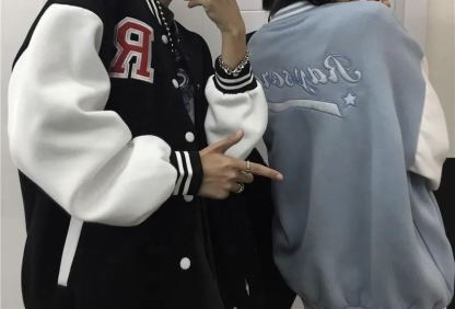 Women Loose Retro Baseball Uniform Jacket