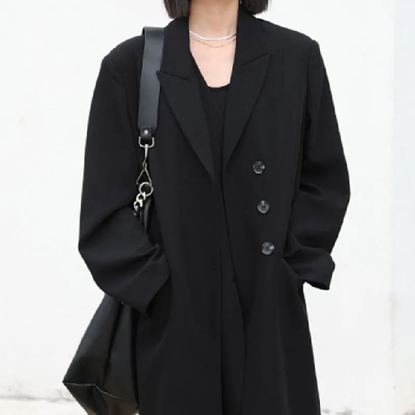 Heavy Industry Temperament Double Front Long Loose Suit Jacket