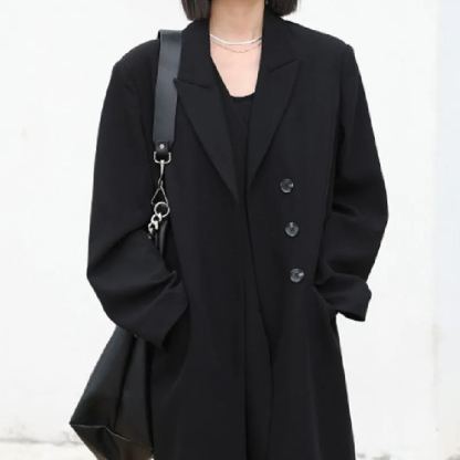 Heavy Industry Temperament Double Front Long Loose Suit Jacket