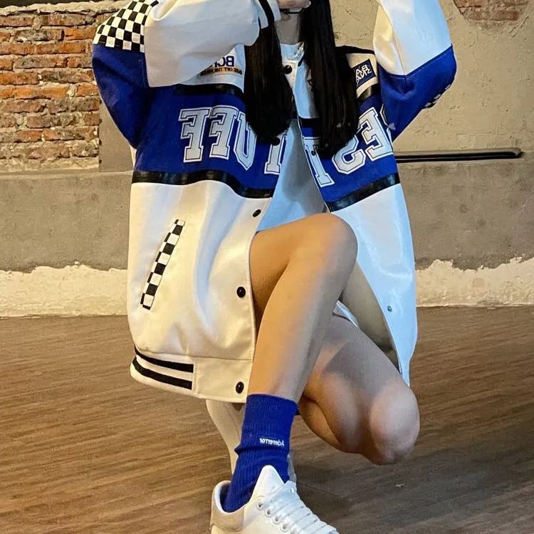 Baseball Uniform Blouse Letter Embroidery Student