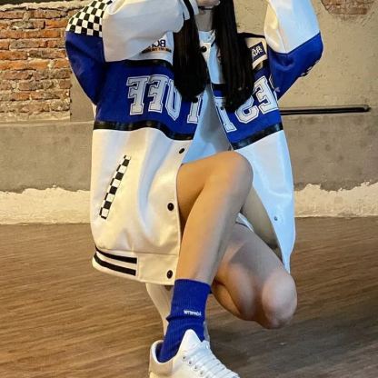 Baseball Uniform Blouse Letter Embroidery Student