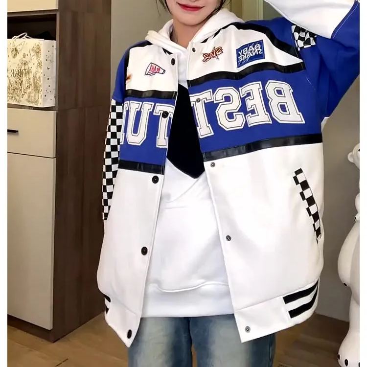 Baseball Uniform Blouse Letter Embroidery Student