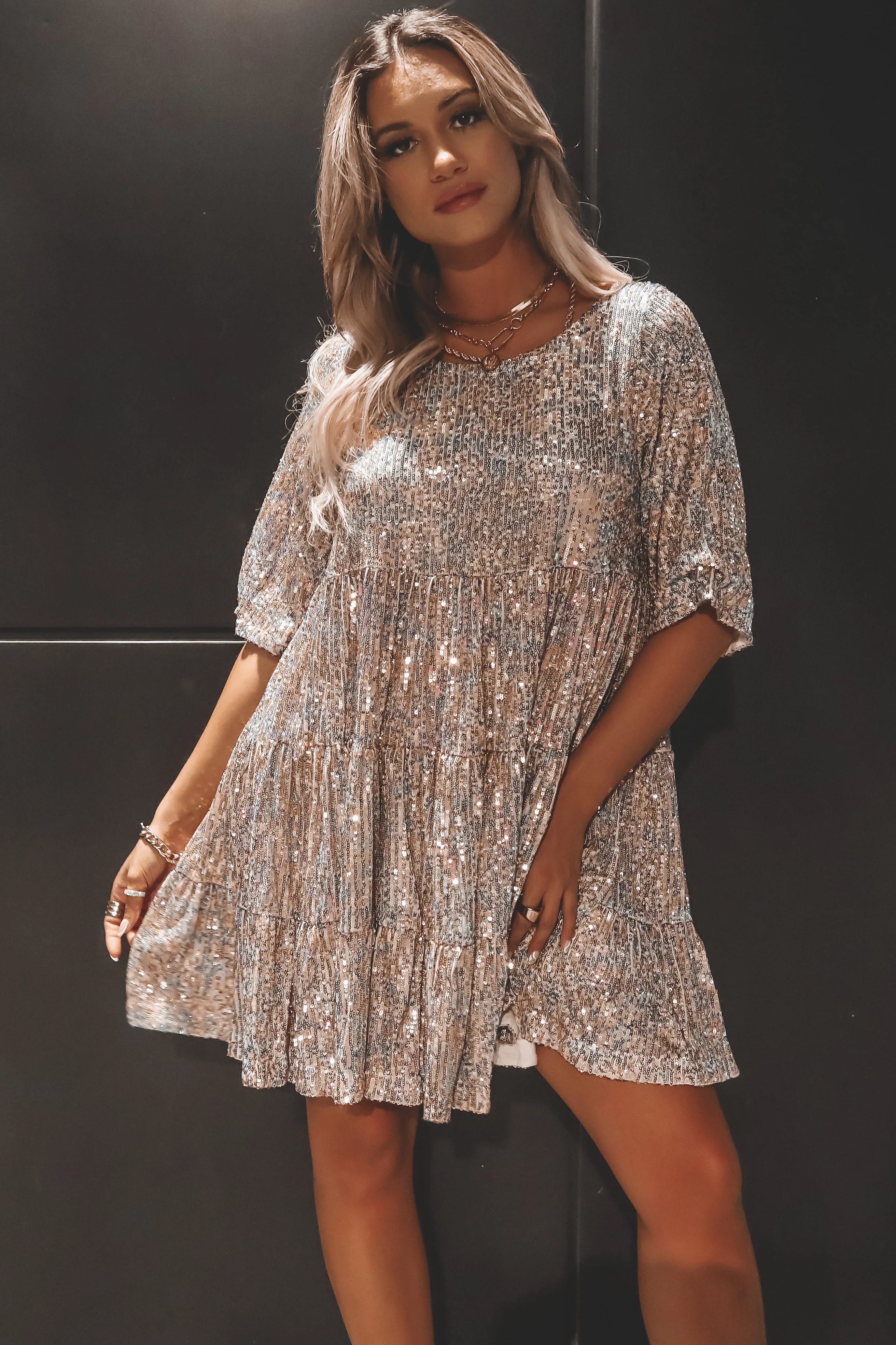 Last Day 49%-✨Sequin Baby Doll Dress