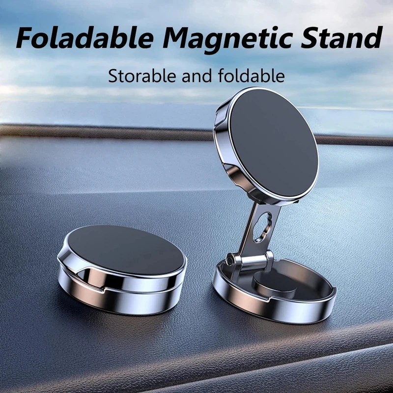 ZENX Round Folding Magnetic Car Holder 360 Degree Rotatable Mobile Phone Bracket Mount Strong Magnet Support For iPhone Samsung Stand