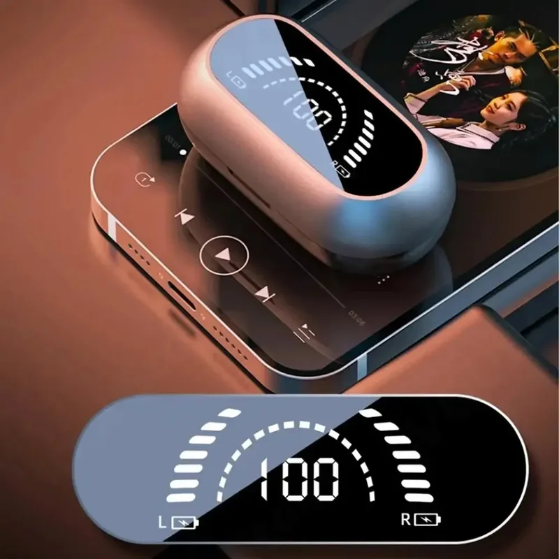 ZENX TWS Wireless Headphones Bluetooth 5.2 Bone Conduction Earphones Earclip Design Touch Control LED In Ear Earbuds Sports Headsets