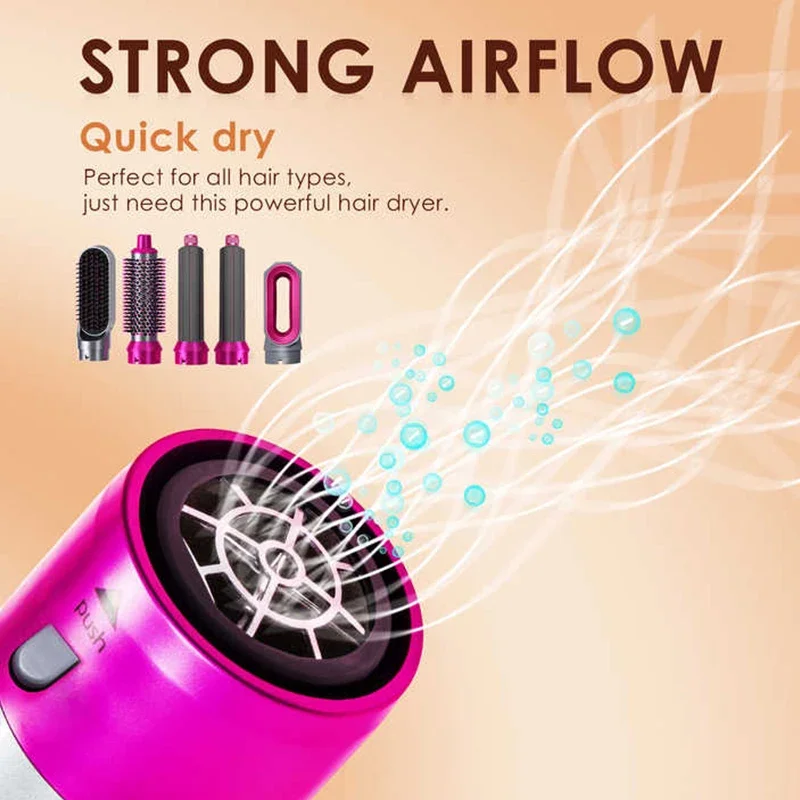 ZENX Wholesale 5 In 1 Hair Curler Set  Upgraded Negative ions Hair Dryer Hot Comb Brush Curling Iron For Dyson Airwraps