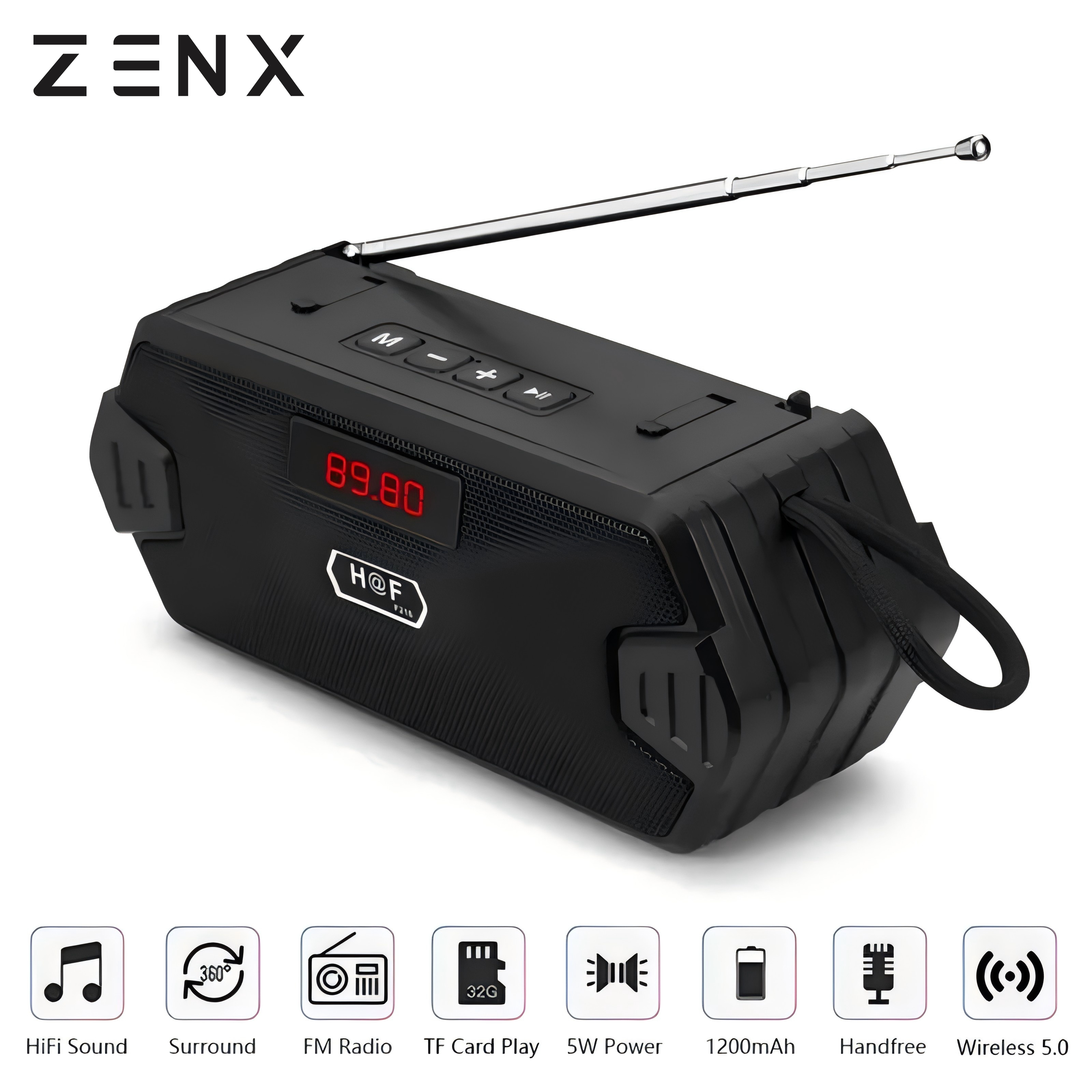 ZENX Portable Wireless Speaker Bluetooth-compatible Outdoor USB Speakers With FM Radio Receiver AUX TF MP3 Loudspeaker For Phone PC