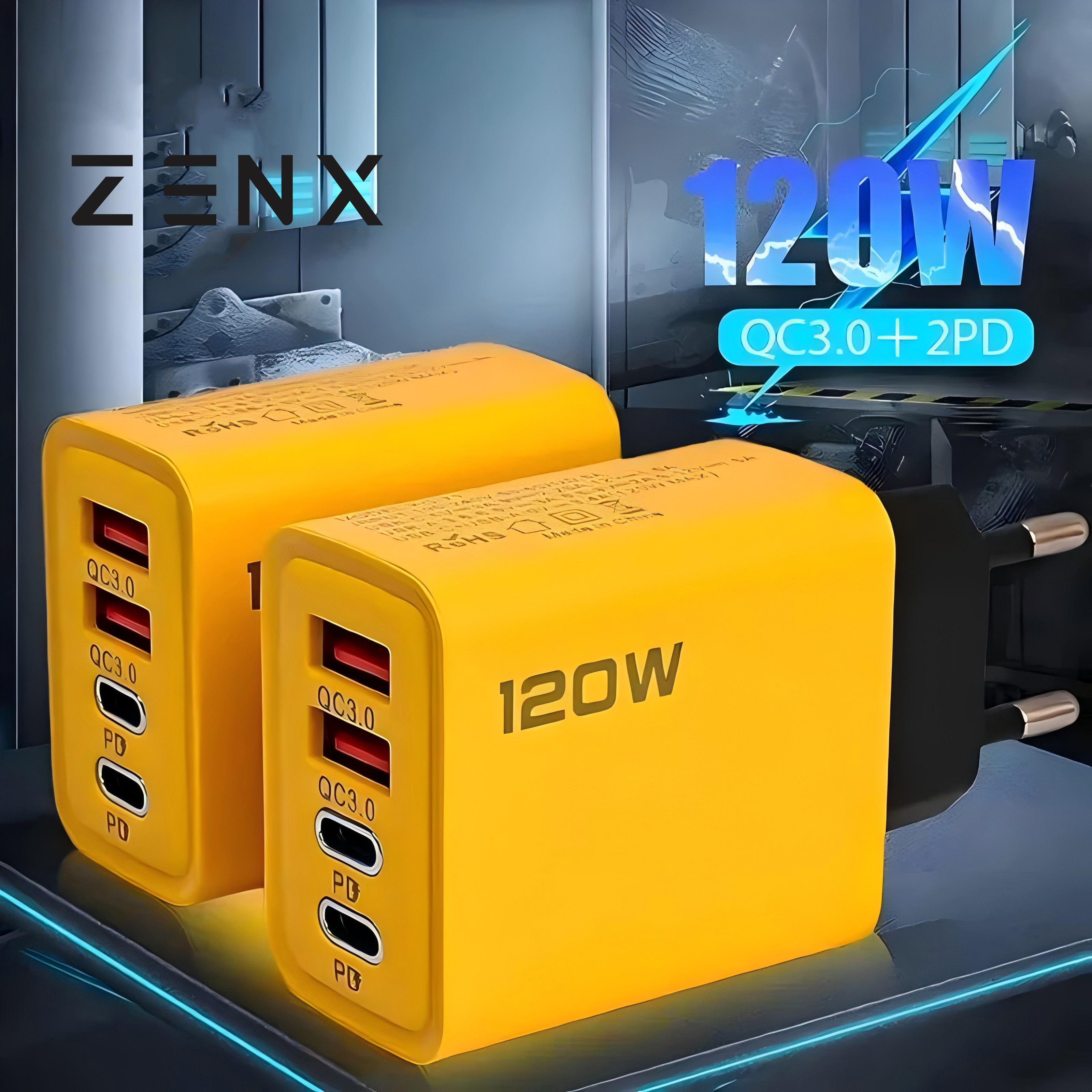 ZENX 4 Port USB C PD charger Quick Charge 3.0 Type C USB mobile phone charger Quick Charge adapter for iPhone Samsung Huawei